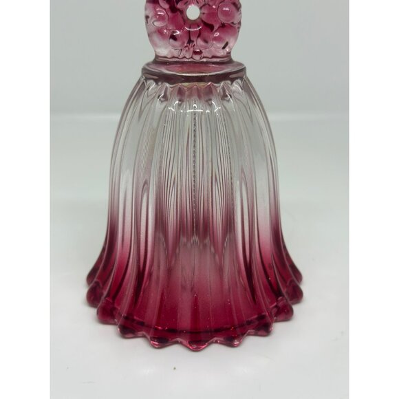 VTG Mikasa Pink Clear Ombre Ribbed Glass Bell 5.5" Wreath Handle Decorative - Picture 3 of 7